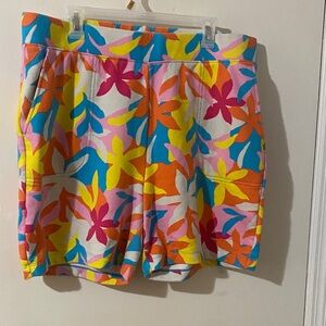 Land’s End Colorful Floral Print sweat Shorts xl euc